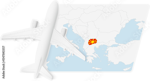 Airplane over North Macedonia Map