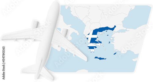 Airplane over Greece Map