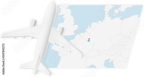 Airplane over Luxembourg Map