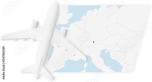 Airplane over Liechtenstein Map