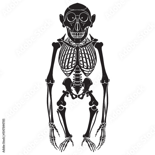 A skeletal glimpse of nature’s climber – Monkey skeleton silhouette paired with clean Monkey skeleton vector – Monkey skeleton illustration

