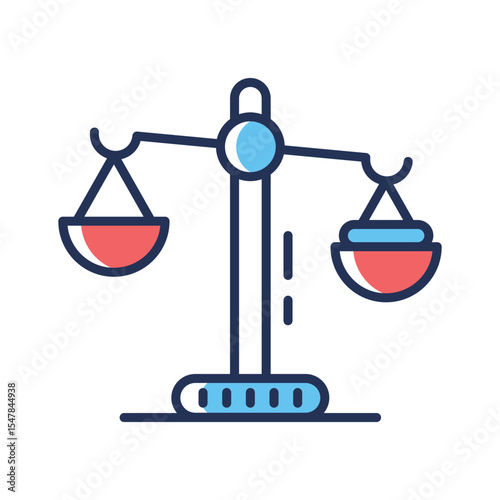 A trendy linear icon of balanced justice scale