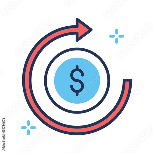 A modern linear icon of roi return indicator