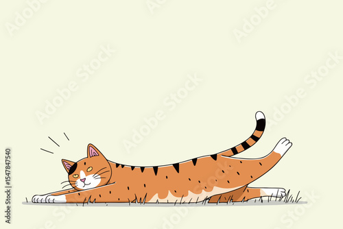 Stretching Cartoon Cat