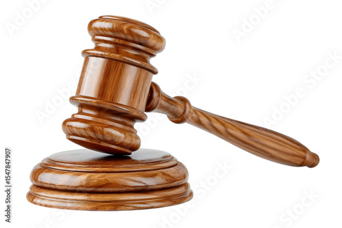 Judge's gavel hammer for adjudication isolated on white background. wooden auction hammer with a wooden stand. law and justice concept. Ai Generated Images