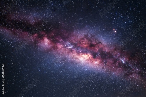 Vibrant Milky Way Galaxy at Night with Purple and Pink Hues