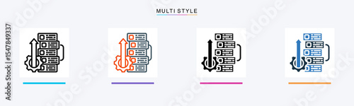 Data Integration multiple icon style vector illustration
