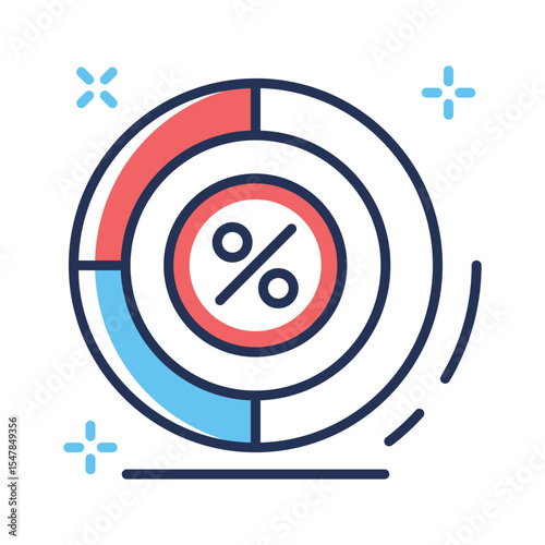Well crafted outline icon of percentage analysis chart