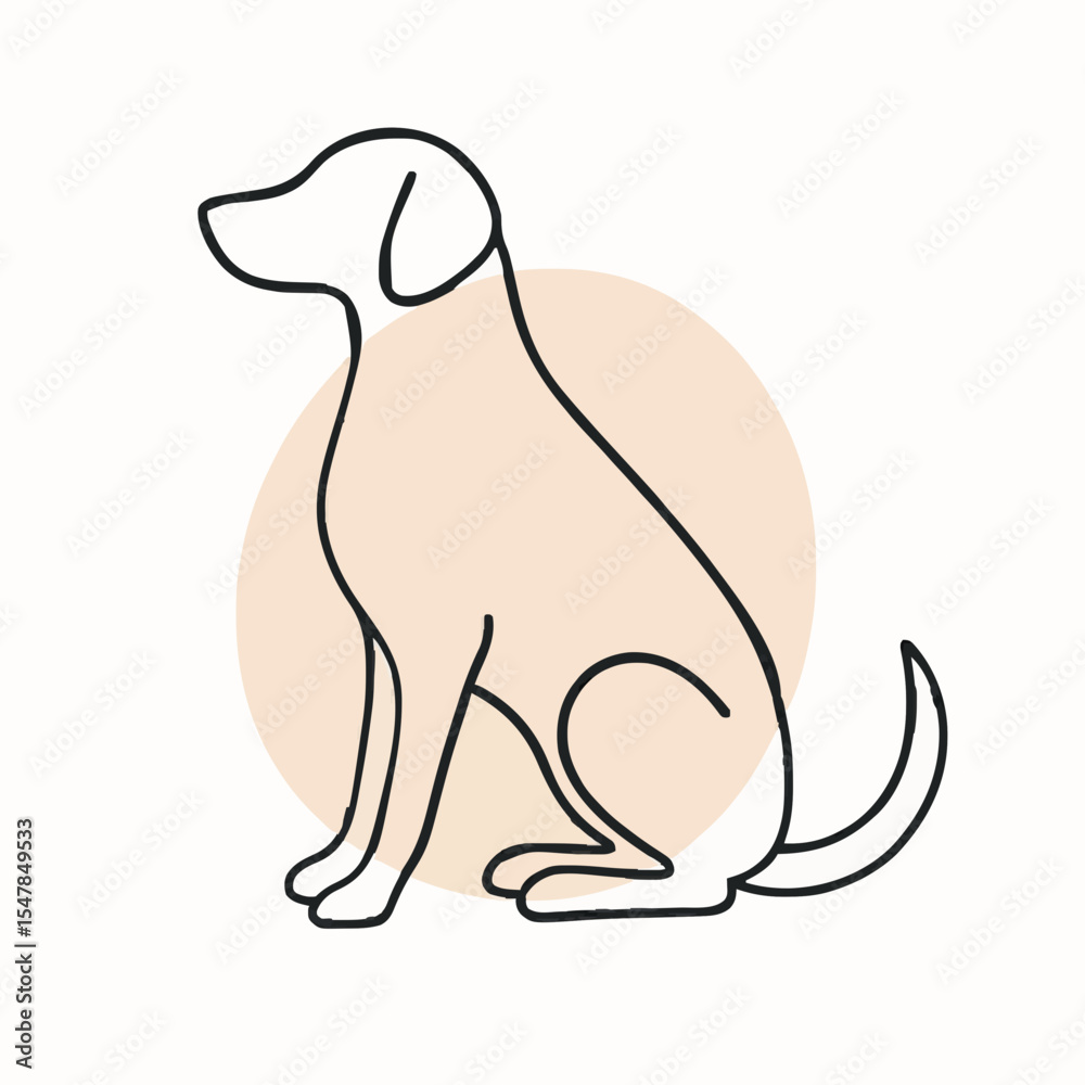 Obraz premium Minimalist Dog Line Art: A clean, minimalist illustration of a dog, embodying the essence of companionship. The drawing captures the elegance and simplicity of the animal form. 