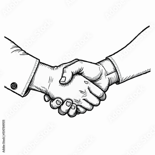 Handshake Deal: A classic illustration of two hands shaking in agreement, symbolizing partnership, deal, and trust.