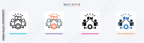 Team Collaboration multiple icon style vector illustration
