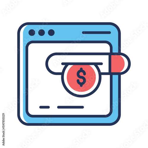 A linear style icon showing online earning website