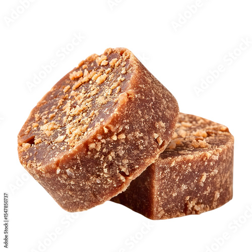 black cylindrical palm sugar isolated on white background, top view. Ai Generated Images