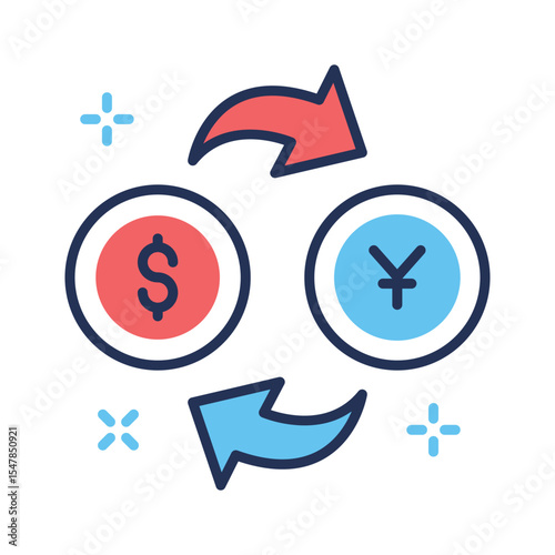 Trendy outline icon of quick exchange money transfer