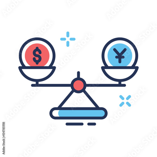 Easy to edit outline icon of money comparison scale