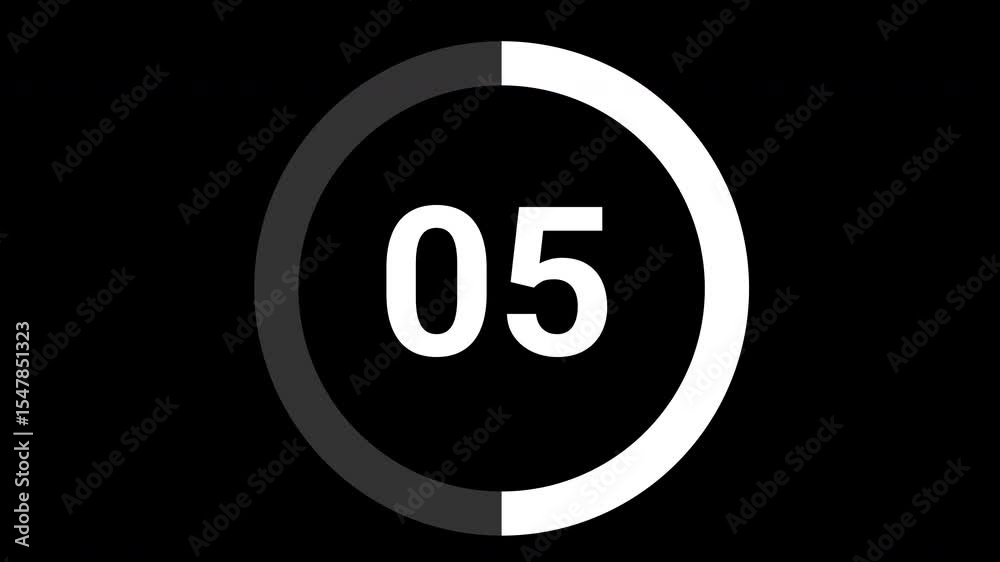 10 second countdown with circle animation, 10 to 0 animation countdown. 4K video