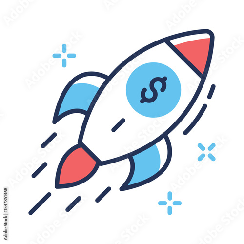 Well designed linear icon of financial boost