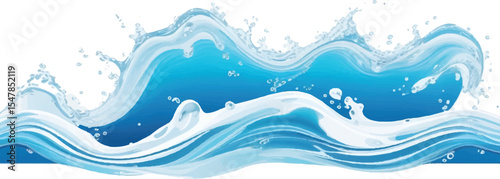 Contemporary Blue and White water ocean Abstract Wave Background with a Soft Flowing Design and Text Space, Perfect for Marketing and Promotional Graphics
