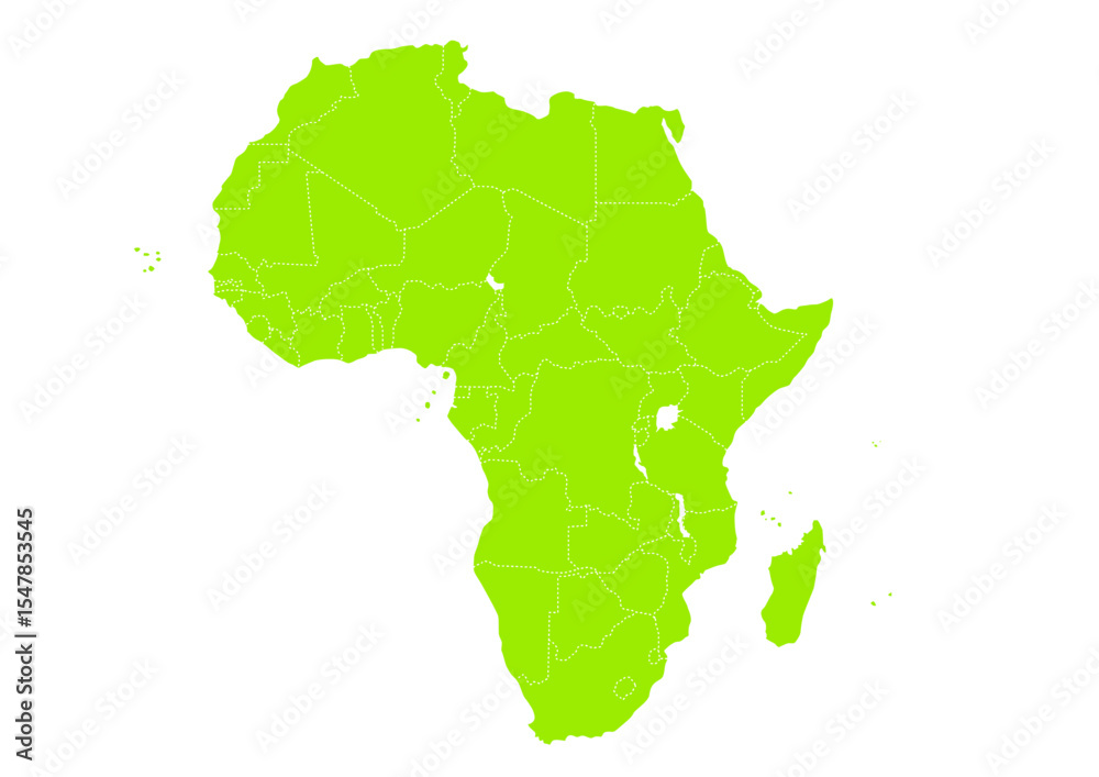 Fototapeta premium 世界地図より、アフリカ大陸の地図(Map of Africa)