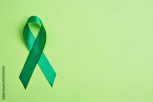 Green Awareness Ribbon: Symbol of Hope and Support on a Pastel Background