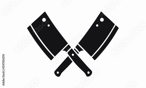 Crossed Cleavers Butcher Shop Logo Design
