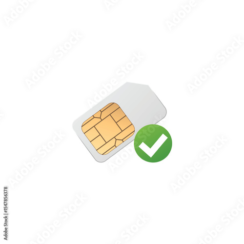 SIM card. Vector illustration of mobile communication chip for smartphones. For identification and data transfer. Technology and telecommunications. Realistic icon. Flat style. Isolated background.