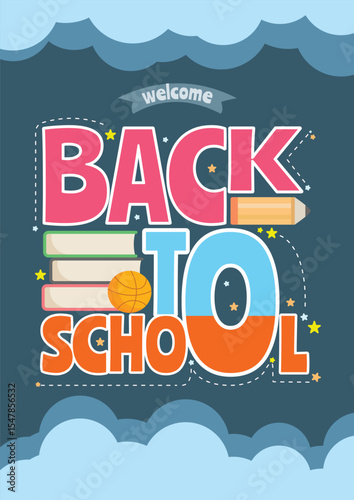 Back To School  Background and template design with school concept. Vector illustration. 