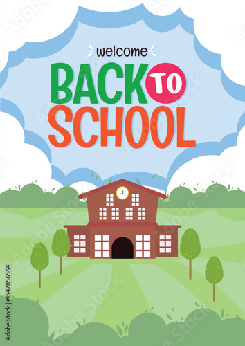 Back To School  Background and template design with school concept. Vector illustration. 