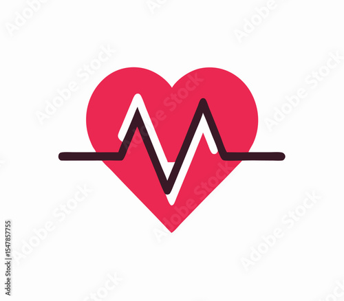 Heart Rate Monitor Icon: Red Heart with EKG Line Graphic