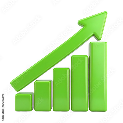 Free Download Green graph bar chart showing growing upward trend with transparent background - GFXLoad