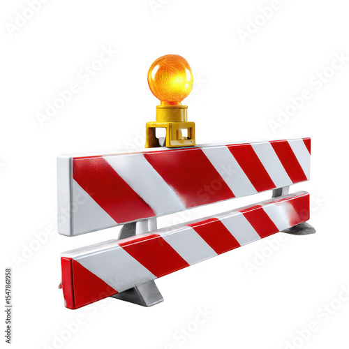Red White Striped Traffic Barrier isolated on a transparent background 1