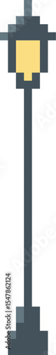 Vintage lamppost pixel art vector icon, 8 bit video game lantern, urban street lamp post light cartoon city illumination