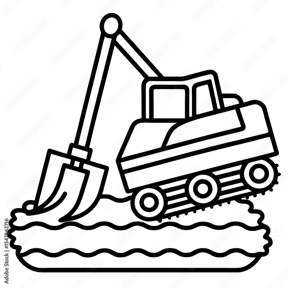 Naklejka premium Canal Digger line art vector