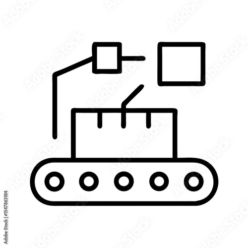 Production line conveyor belt with machinery and components  