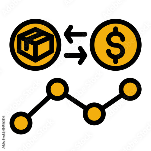 Sales Transaction Icon Solid Color Lineal Style for Commerce and Delivery Services.