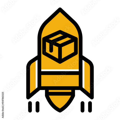 Business Launch Icon Solid Color Lineal Style for Startup Boost and Release.