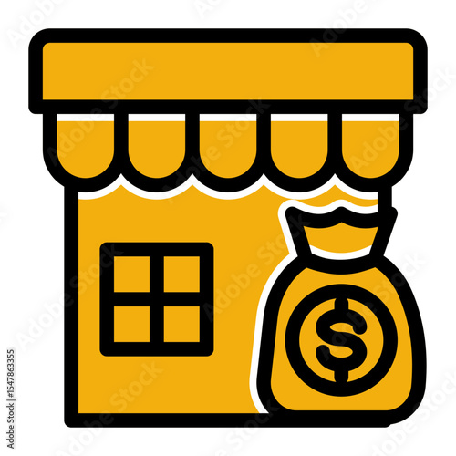 Retail Marketplace Icon Solid Color Lineal Style for Shopping and E-commerce.