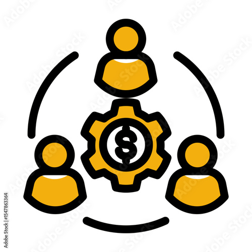Teamwork Group Icon Solid Color Lineal Style for Professional Collaboration.