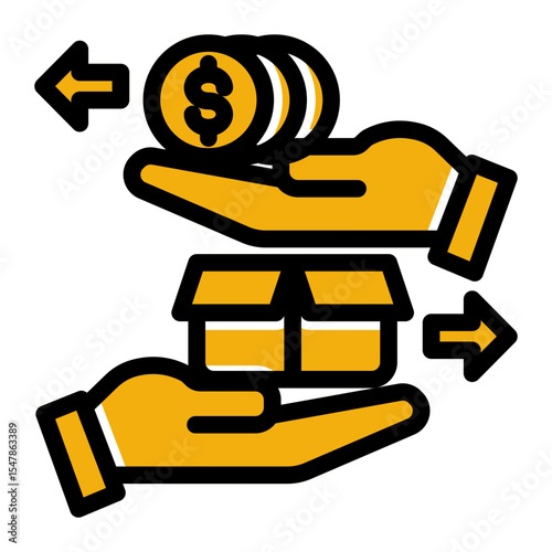 Direct Transaction Icon Solid Color Lineal Style for E-commerce and Retail Business.