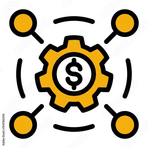 Business Process Cycle Icon Solid Color Lineal Style for Continuity and Strategy.