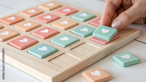 Wooden heart puzzle board game for kids