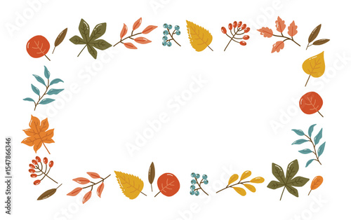 Autumn leaves frame, autumn cozy, design for posters, banner, greeting cards, stickers
