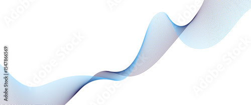 Abstract wave line pattern halftone blue and black gradient isolated on  transparent background. Vector template in motion for invitation, flyer, cover, business banner, prestigious voucher, ads.