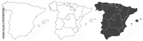 Spain map – vector illustration of autonomous communities and political borders