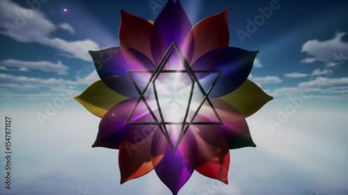 Celestial Flower of Life Sacred Geometry, Chakra, Rainbow, Light, Spiritual, Energy, Enlightenment, 
