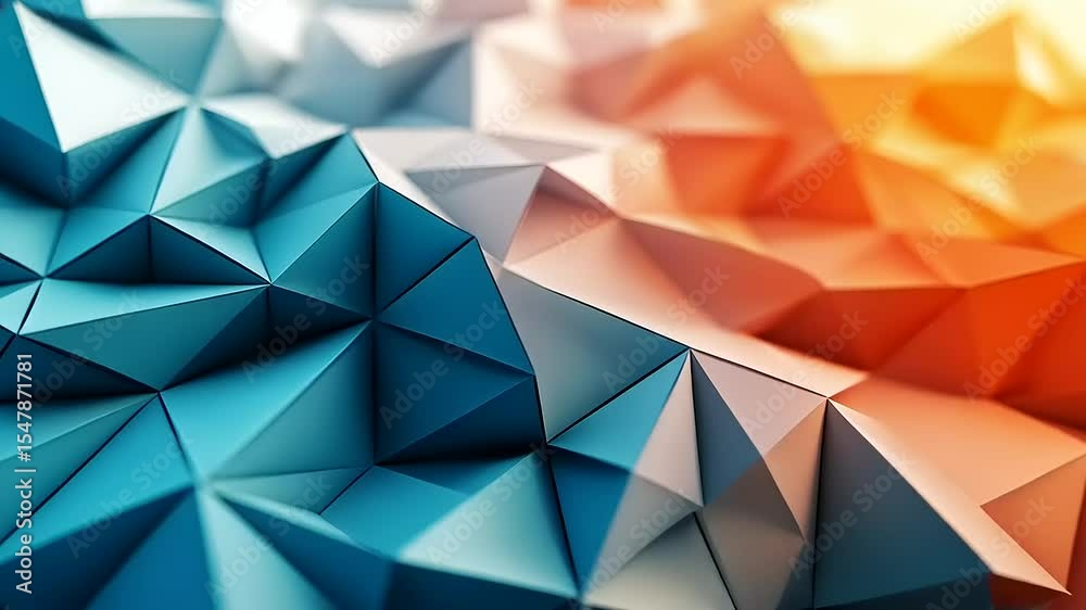 Abstract Low Poly Blue Orange Gradient Background
