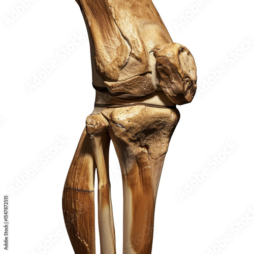 Anatomical model of human knee joint showcasing detailed bone structure and articulation. This educational representation highlights complexity