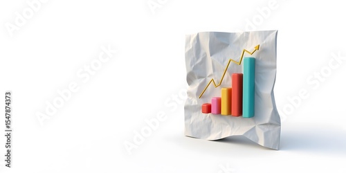3D Graph on Report – Financial Growth and Business Analytics Concept