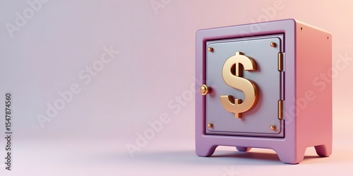 3D Metallic Safe with Dollar Symbol – Finance and Security Concept Illustration