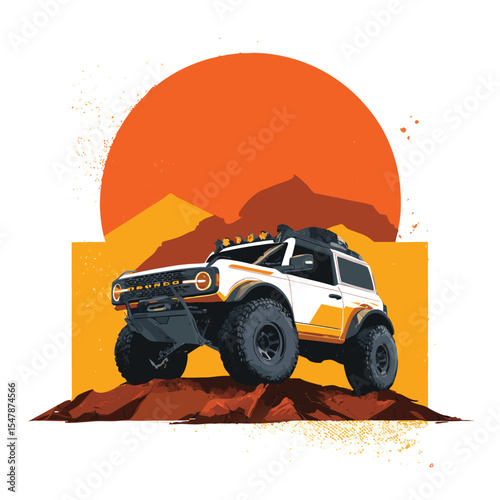 Vector Mountain Off‑Road Car Adventure T‑Shirt Design

